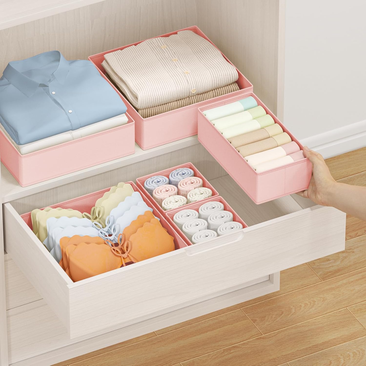 DIMJ Drawer Organizer Clothes 24Pack - Foldable Baby Organizers and Storage & Dresser Organizer for