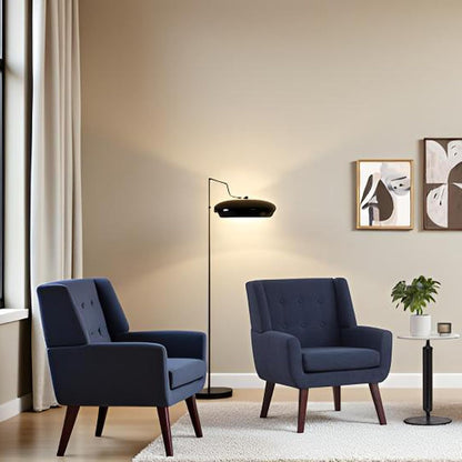 HUIMO Button-Tufted Accent Chairs Set of 2,Upholstered Reading Living Room Chair,Mid Century Modern