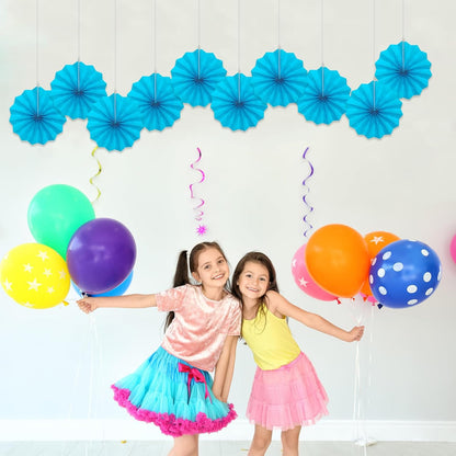 BARTHEW Blue Hanging Paper Fans,Blueaccessories Paper Decorations for Party,Blue Harmony Classroom