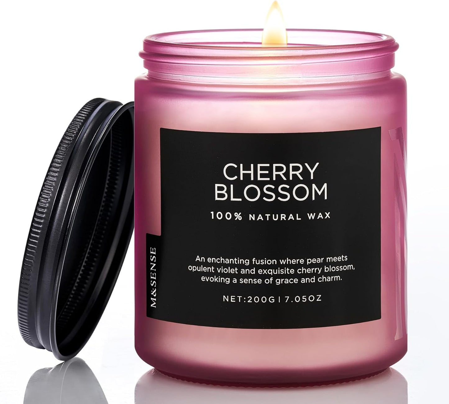 M&SENSE Cherry Blossom Scented Spring Candle, Best Smelling Stress Relief Aromatherapy Candle, 50