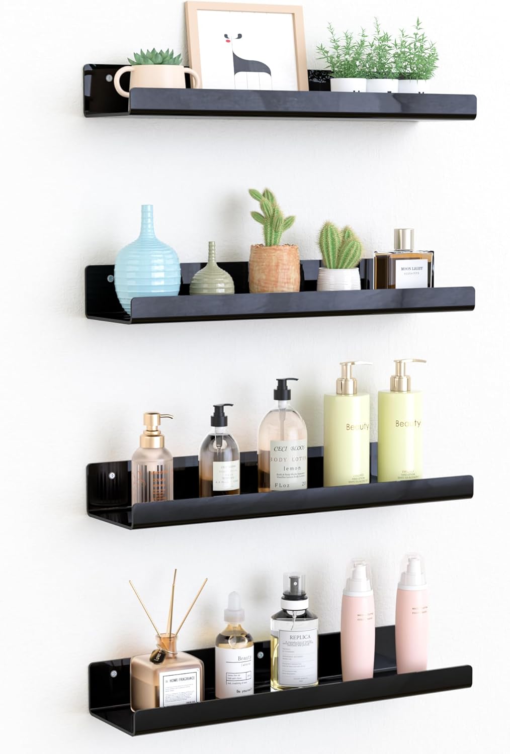upsimples Acrylic Shelves for Wall Decor, 15" Display Shelf Perfume Organizer for Bathroom