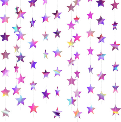 Patelai Glitter Star Garland Banner Decor 130 Feet Star Hanging Bunting Banner Twinkle Backdrop for