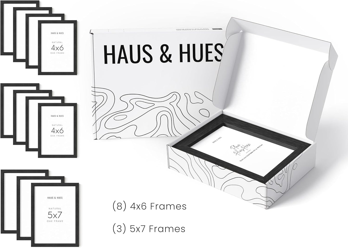 HAUS AND HUES Black Oak Wood Gallery Wall Tabletop Frames Made with Real American Oak and