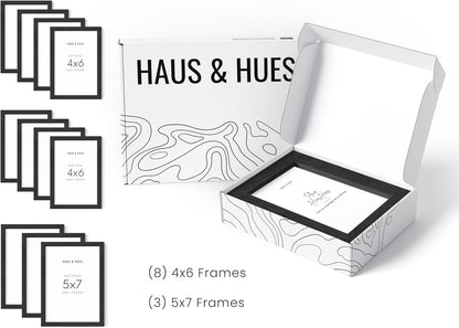 HAUS AND HUES Black Oak Wood Gallery Wall Tabletop Frames Made with Real American Oak and