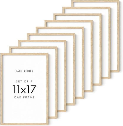 HAUS AND HUES 11x17 Picture Frame Set of 9-11 X 17 Frame Wood Picture Frames, 11x17 Poster Frame