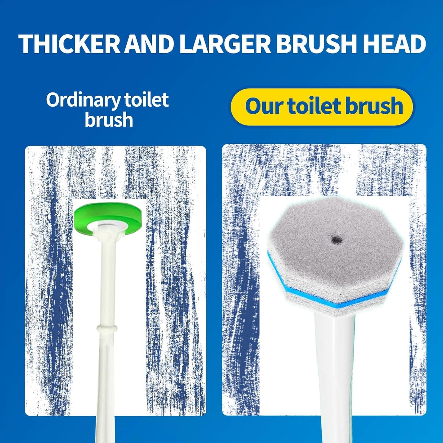 Disposable Toilet Cleaning Wand Set with 50 Refill Pads, Wall-Mounted Holder, Long Handle Toilet