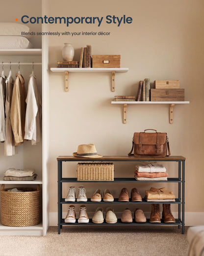 SONGMICS HOME 4-Tier Shoe Rack, Free Standing Shoe Storage Organizer, 12 x 47.4 x 28.2 Inches