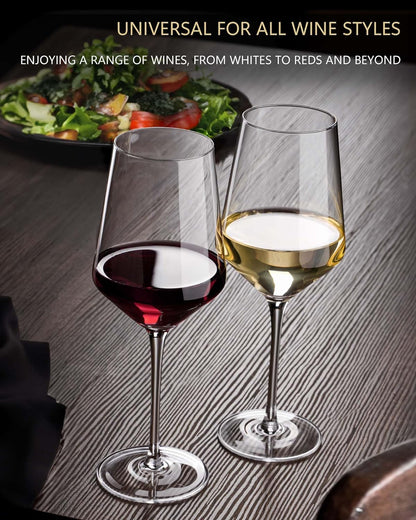 JBHO 17 oz Lead-Free Wine Glasses Set of 6, Hand Blown Durable Crystal Wine Glasses for Daily Use