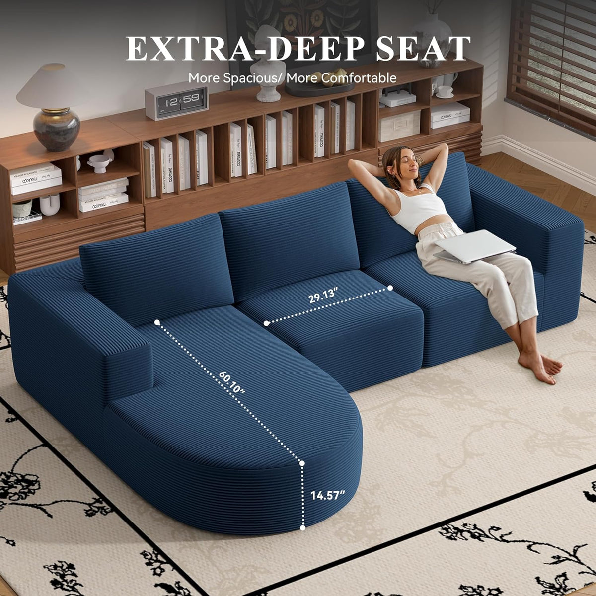 Modular Sectional Sofa with L-Shape Chaise,Cloud Sectional Modern Sleeper Couch with Deep