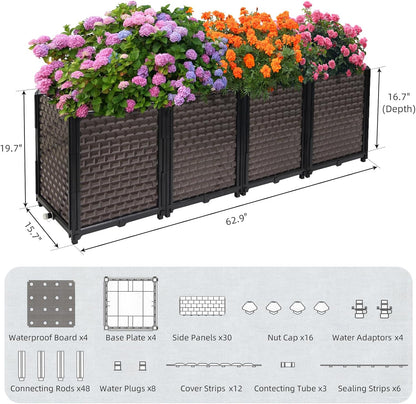 Large Planters for Outdoor Plants - Deepened 20" H, Raised Beds for Gardening Self Watering