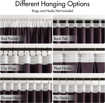 MIULEE Dark Purple Velvet Curtains 90 inches 2 Panels - Luxury Room Darkening Window Drapes for