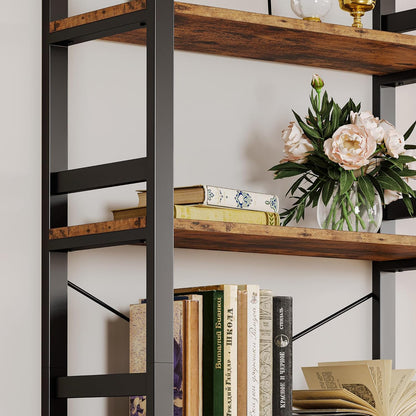IRONCK Bookshelf, 31.5in Wide Shelf 6 Tier Bookcase, 110lbs/shelf Vintage Industrial Style
