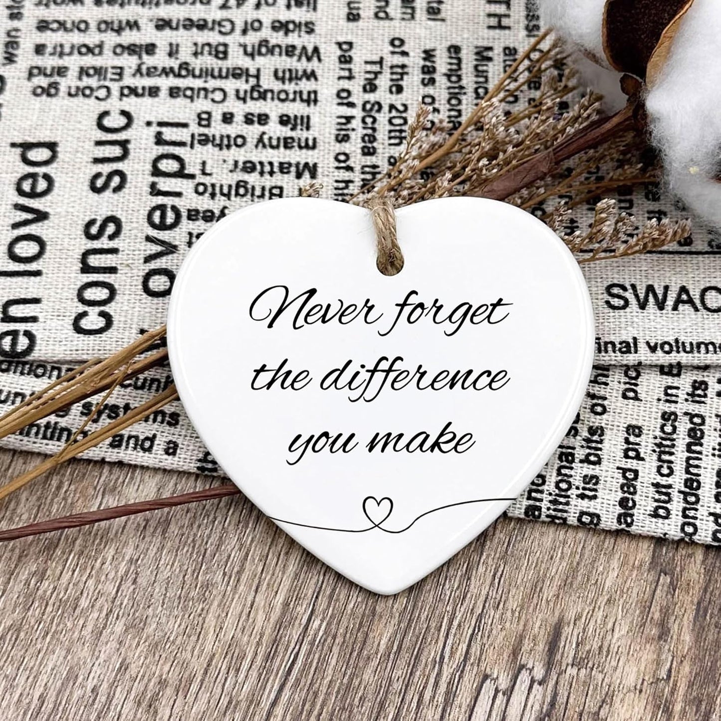 Thank You Gifts for Women Men - Never Forget The Difference You Make Ceramic Ornament Keepsake