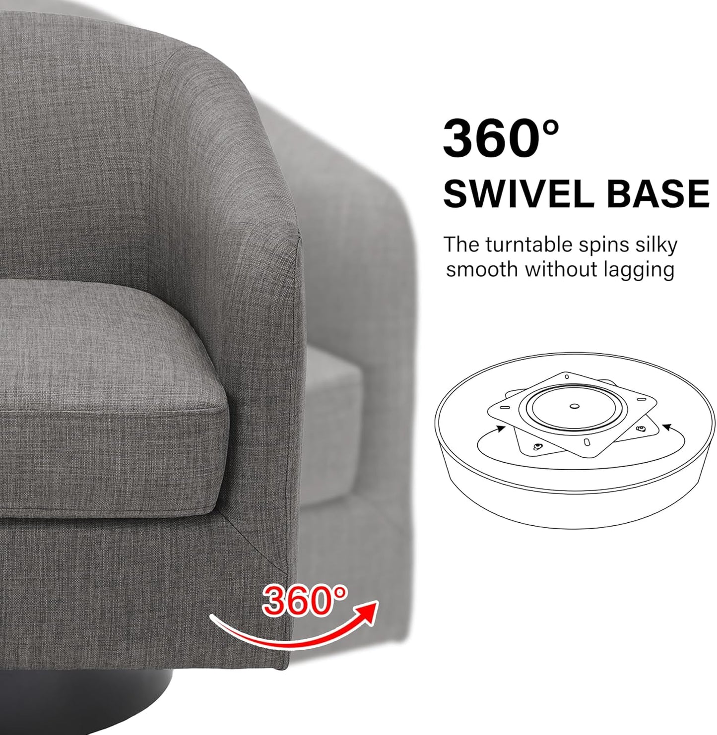 Swivel Barrel Accent Chair, Modern Round Linen Arm Chair for Living Room, Bedroom, Comfy Club