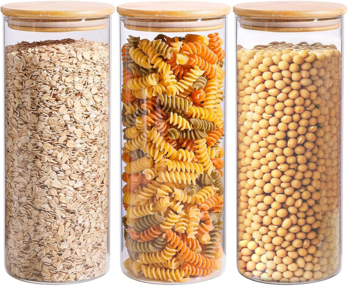ComSaf 1.7 Qt Glass Storage Containers with Lids, Glass Jars with Lids, Clear Food Storage Jar