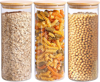 ComSaf 1.7 Qt Glass Storage Containers with Lids, Glass Jars with Lids, Clear Food Storage Jar
