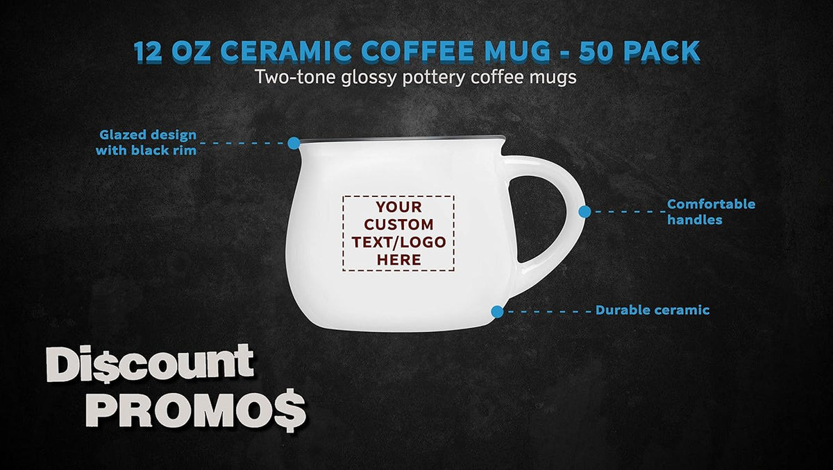 Custom Glazed Campfire Coffee Mugs 12 oz. Set of 50, Personalized Bulk Pack - Perfect for Coffee
