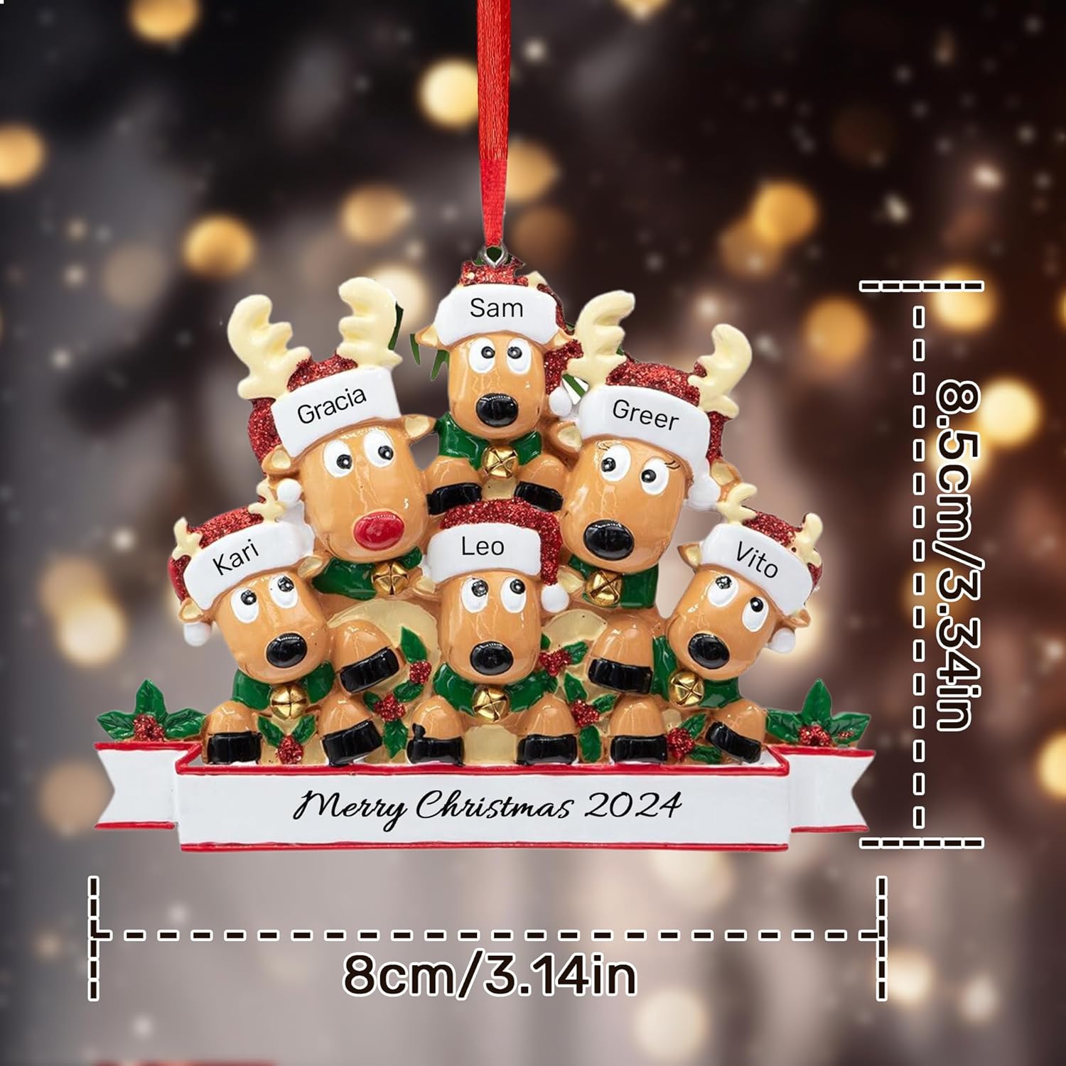 Personalized Christmas Ornaments 2025, Custom Reindeer Family Ornaments for Trees with Names