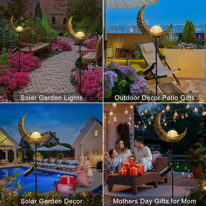 Homeimpro Moon Solar Lights Outdoor Garden Decor Gifts for Mom Women,Waterproof Stakes Yard