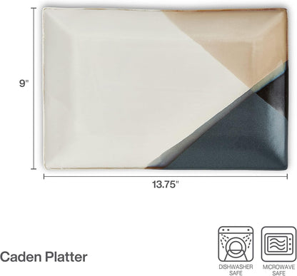 Gourmet Basics by Mikasa Caden Rectangular Serving Platter, 13.75 Inch, Multicolored