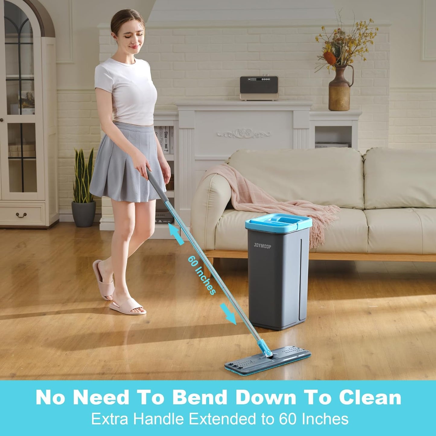 JOYMOOP Mop and Bucket Set with Wringer, with 3 Reusable Microfiber Mop Pads, Mops for Floor