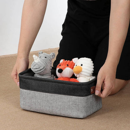 DULLEMELO Small Storage Baskets for Shelves, Small Fabric Collapsible Rectangular Storage Bins for