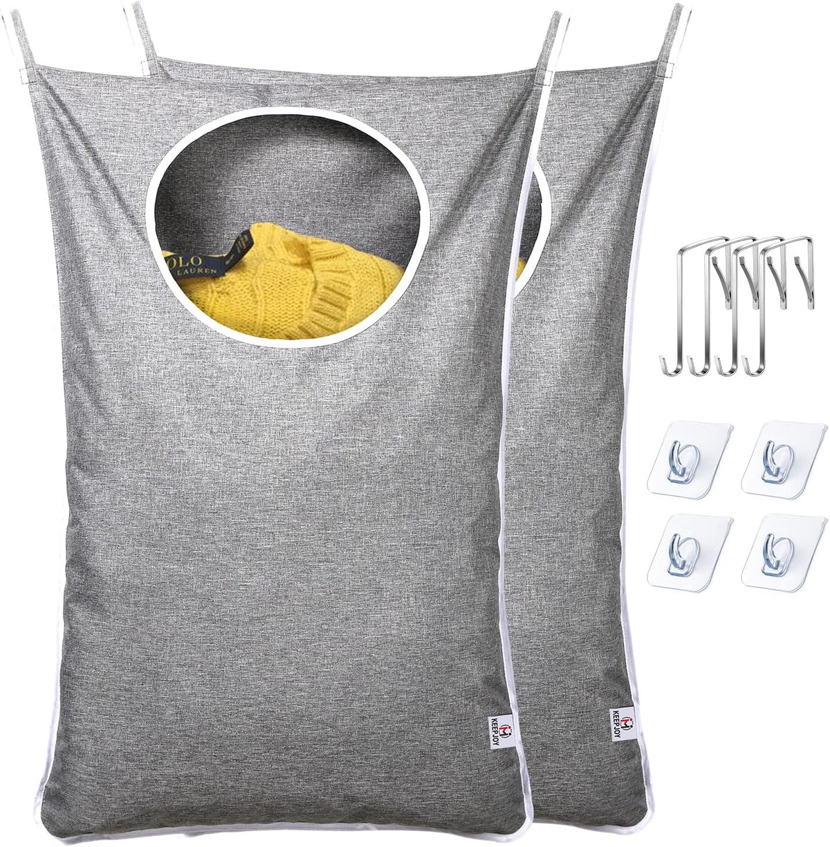 KEEPJOY Saves Space Door-Hanging Laundry Bag,Door Hanging Laundry Hamper with 2 Different Types of
