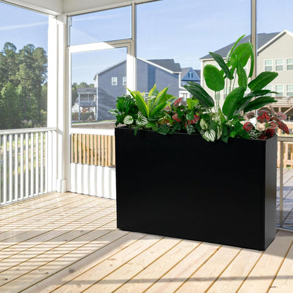 Kozyard 36" x 12" x 24" Metal Rectangular Planter Box Steel Long Box Planter Black Powder Coated