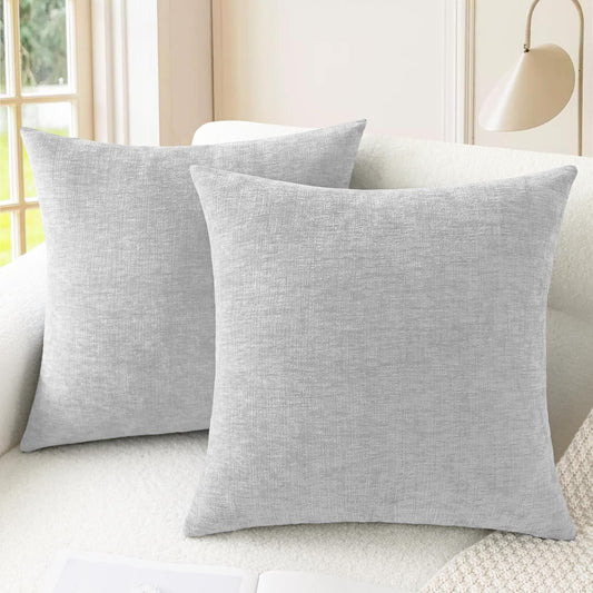 CaliTime Throw Pillow Covers Decorative 24 X 24 Inches Pack of 2 Cozy Chenille Cushion Cases for
