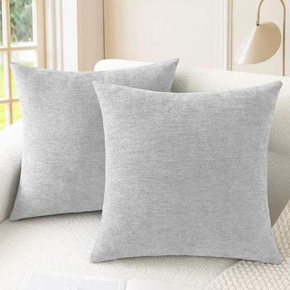 CaliTime Throw Pillow Covers Decorative 22 X 22 Inches Pack of 2 Cozy Chenille Cushion Cases for