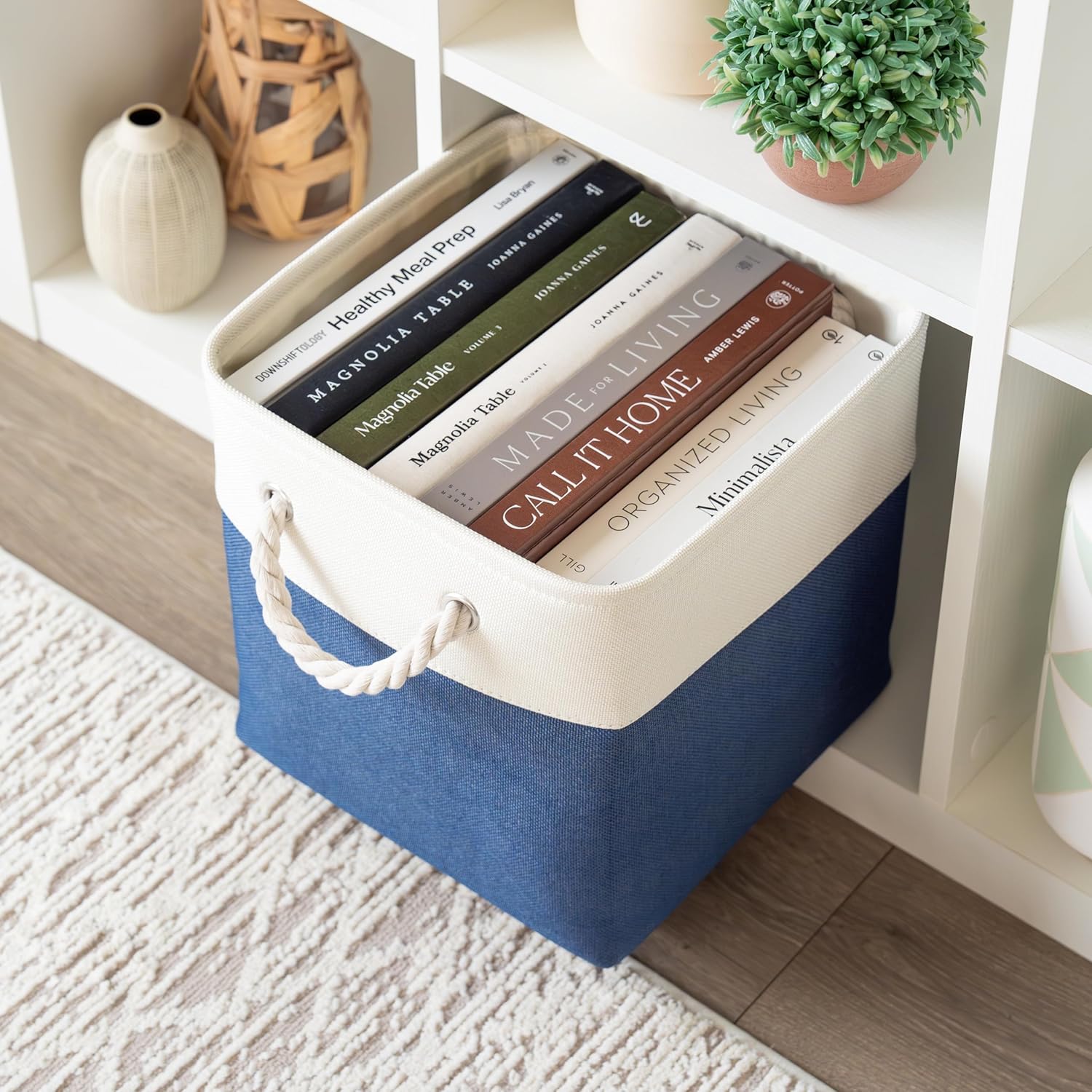 OrganiHaus 11x11 Cube Storage Bins 4 Pack, Foldable Cube Storage Organizer w/ Rope Handles