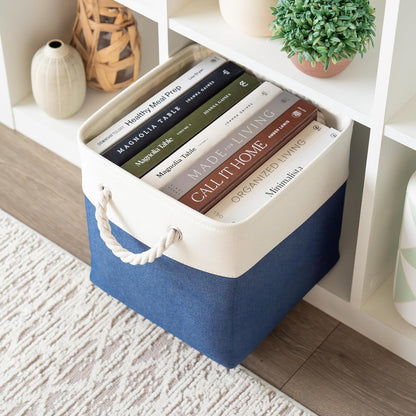 OrganiHaus 11x11 Cube Storage Bins 4 Pack, Foldable Cube Storage Organizer w/ Rope Handles
