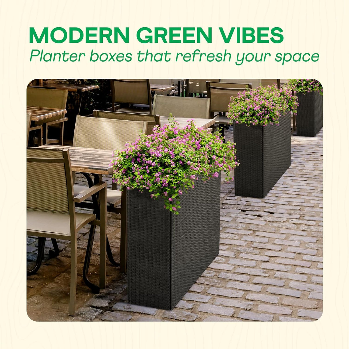 IDZO All Weather Wicker Planter Raised Garden Bed, 24 in Tall Round Rattan Flower Pots, Durable