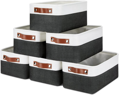 DULLEMELO Small Storage Baskets 6 Pack, Fabric Collapsible Gift Storage Baskets for Shelves