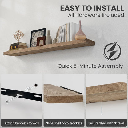 Solid Wood Floating Shelves, 8" Deep Rustic Reclaimed Barnwood Wall Hanging Floating Shelf with