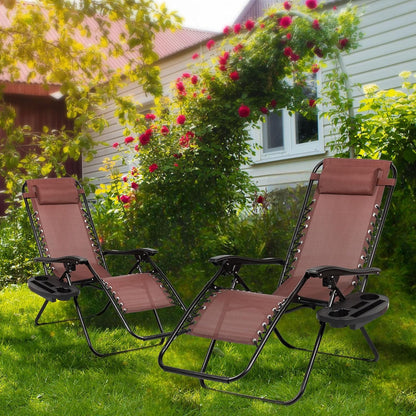 Nazhura Set of 2 Relaxing Recliners Patio Chairs Adjustable Steel Mesh Zero Gravity Lounge Chair