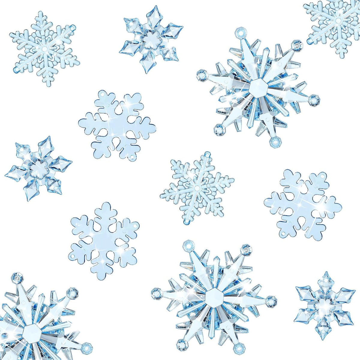 Dilunave 40 Pieces Christmas Snowflake Ornaments Acrylic Christmas Tree Decorations Crystal