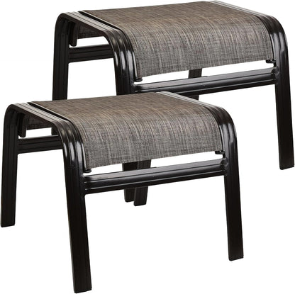 Outdoor Patio Ottoman Seat Textilene Portable Metal Footstool Portable Footrest Patio Chairs 2 Set