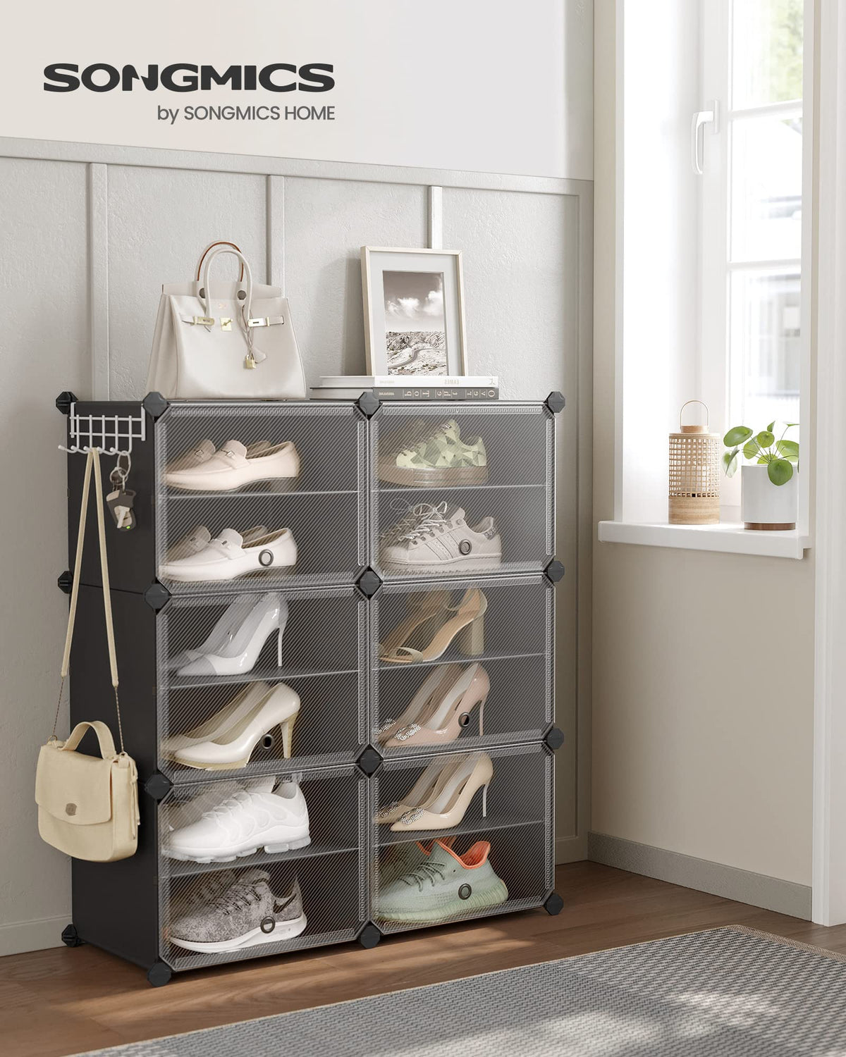 SONGMICS Shoe Rack Organizer, 6-Tier Shoe Storage Cabinet for Closet and Entryway, Holds 24 Pairs