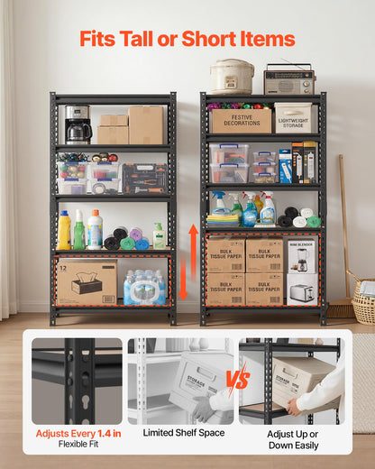 VEVOR Storage Shelves, 5-Tier Adjustable, 2000 lbs Capacity, Heavy Duty Garage Storage Shelving
