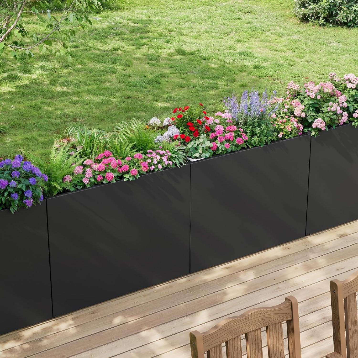 Stoog 38" Metal Tall Rectangular Planter - All-Weather Planter Box for Indoor/Outdoor Use, with
