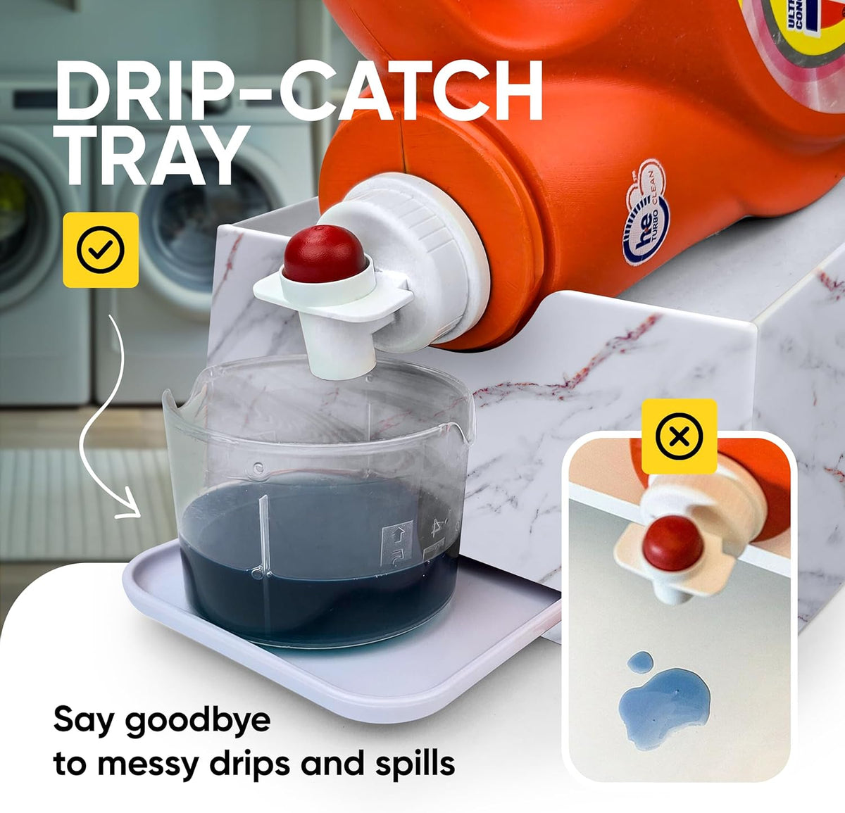 Skywin Laundry Room Organizer and Drip Tray - Soap Cup Storage for Liquid Detergent Containers