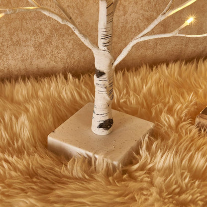 Hairui Lighted Easter Tree with Timer, Tabletop Birch Tree with Lights 18IN 24 LED for Fireplace