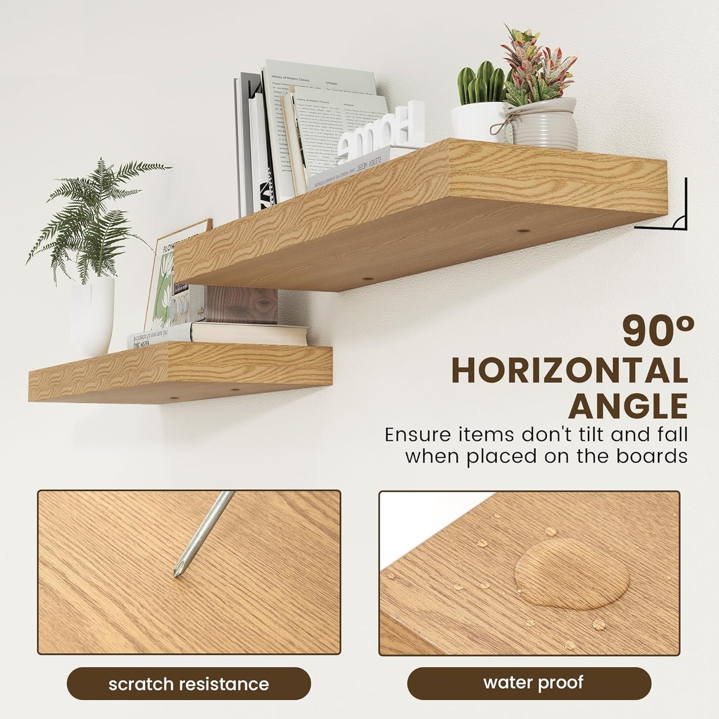 Deep Floating Shelves for Wall, 35.4W x 11.6D Rustic Large Wall Shelves Set of 2, 11.6 Inch Deep