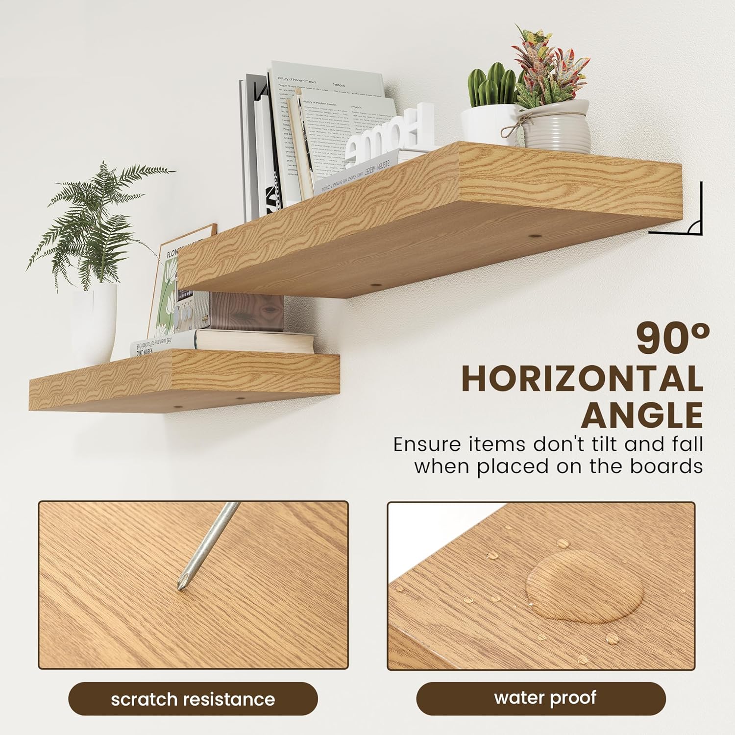 Deep Floating Shelves for Wall, 35.4W x 11.6D Rustic Large Wall Shelves Set of 2, 11.6 Inch Deep