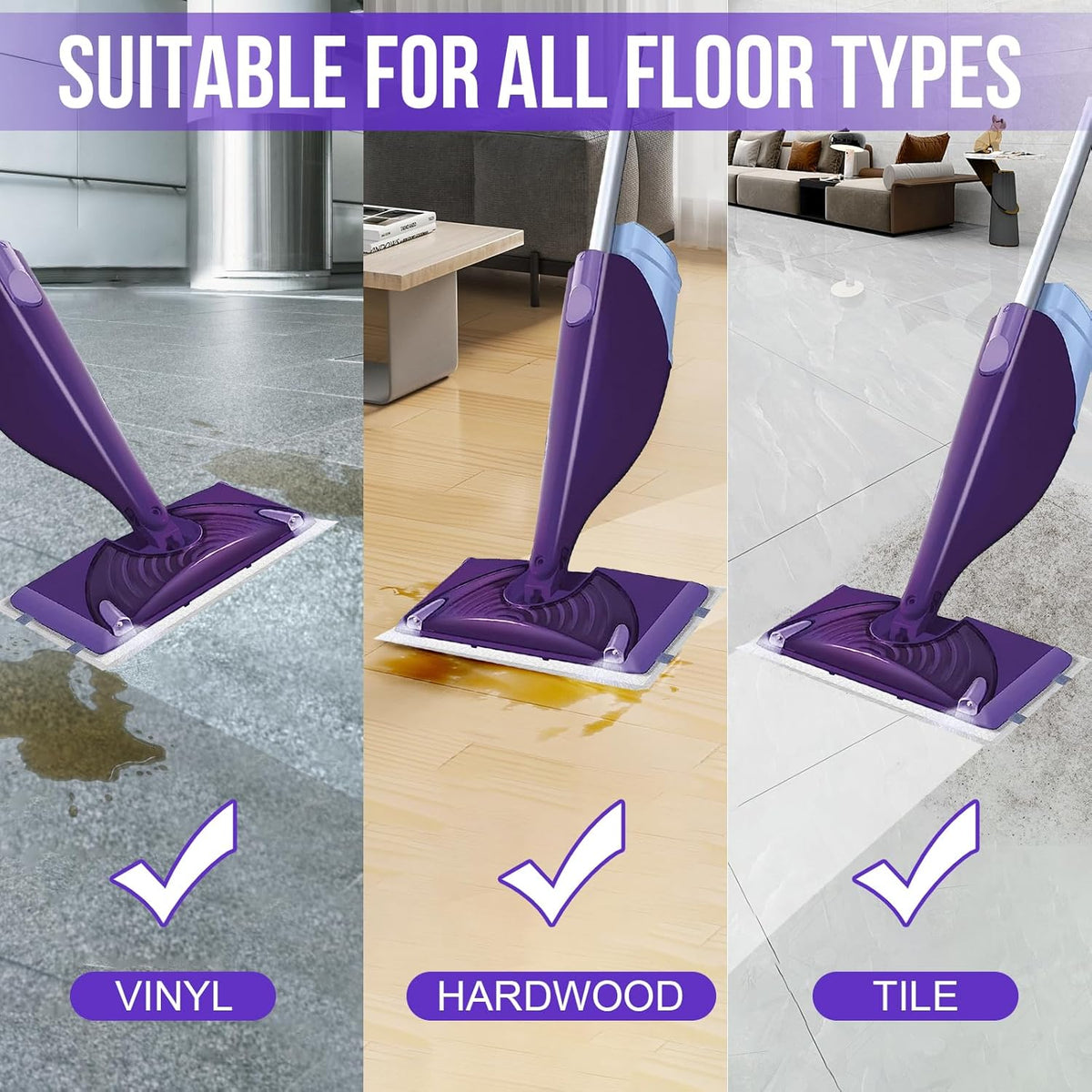 Mopping Pad Refill for Wet Jet Mop, Disposable Multi Surface Wetjet Hardwood Floor Cleaner Spray