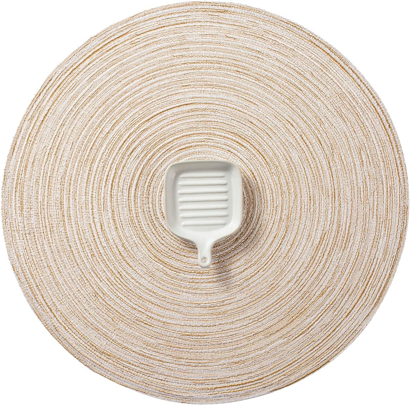 AHHFSMEI Round Braided Placemats Set of 6 Round Table Mats for Dining Tables Natural Woven Heat