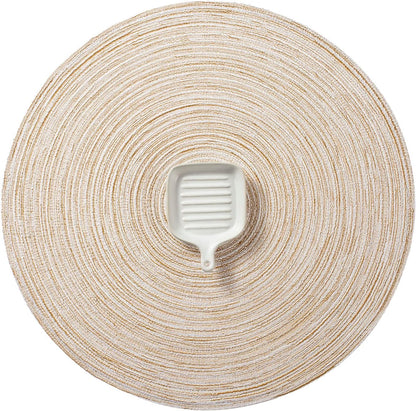 AHHFSMEI Round Braided Placemats Set of 6 Round Table Mats for Dining Tables Natural Woven Heat