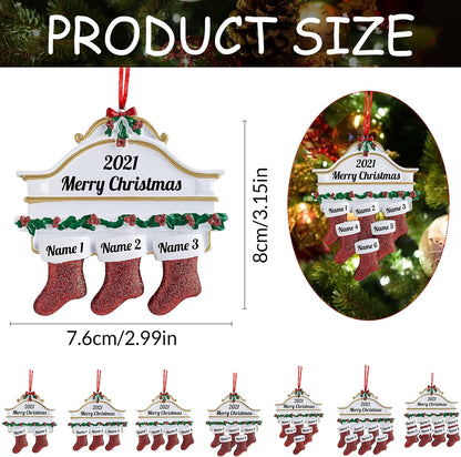 Personalized Christmas Ornaments Family of 2,3,4,5,6,7,8 Custom Christmas Stocking Ornaments with