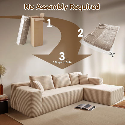 ovios 104" Cloud Sectional Couch with L-Shape Chaise,Modern Modular Sofa with Deep Seat